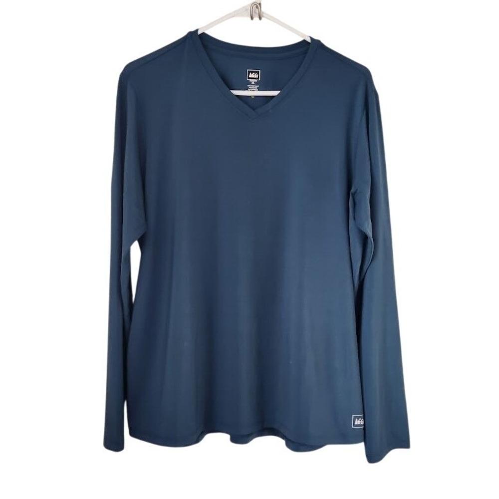 REI Co-op Womens XL Blue Long Sleeve V-Neck Recycled Polyester Active Top 210